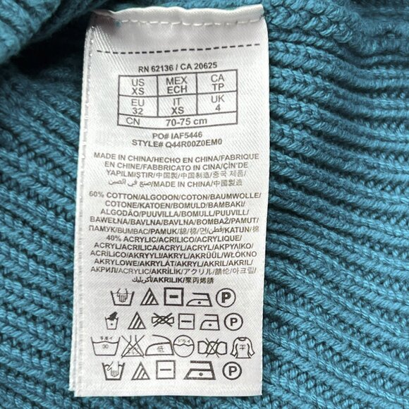 Guess Cable Knit Bodycon Teal Sweater Dress Turtleneck with Zipper Sz XS - NWOT - Picture 9 of 9